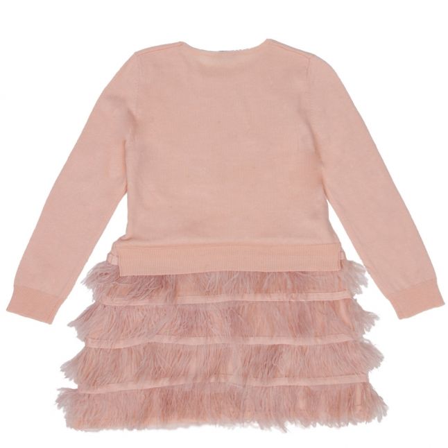 Girls Nude Pink Feather Skirt Dress