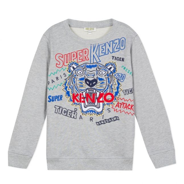 Junior Marl Grey Super Tiger Sweat Top