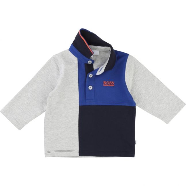 Baby Grey Colourblock L/s Polo Shirt