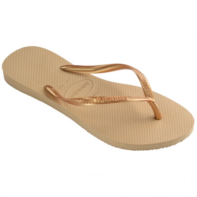 Womens Golden Slim Flip Flops