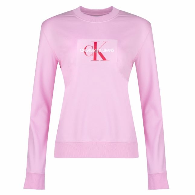 Womens Begonia Pink Monogram Flocked Logo Sweat Top