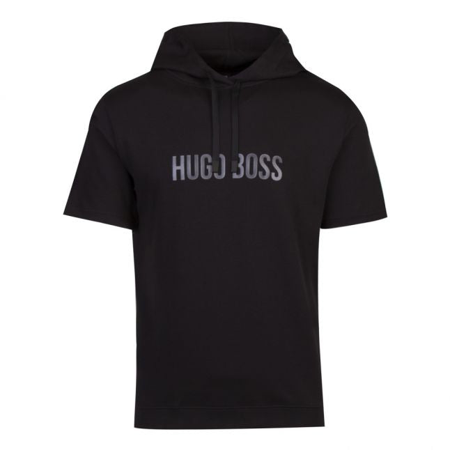 Mens Black Logo Hooded S/s T Shirt