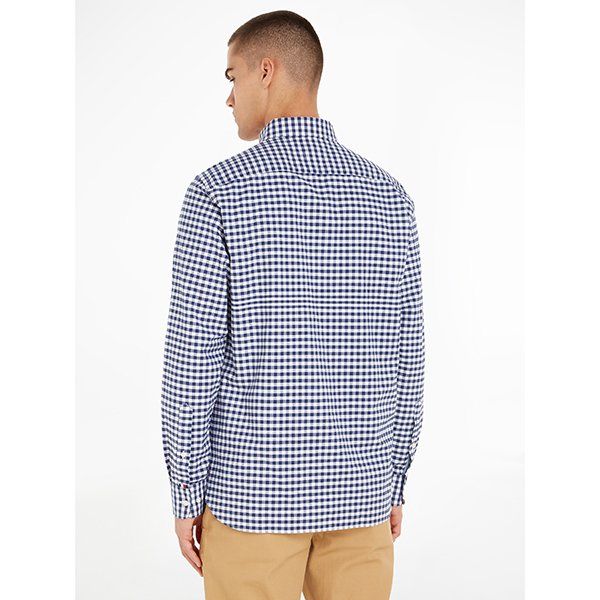 Mens Dark Navy/Optic White Classic Gingham Reg L/s Shirt