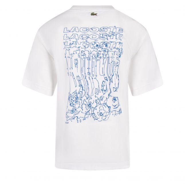 Mens White Back Print Loose S/s T