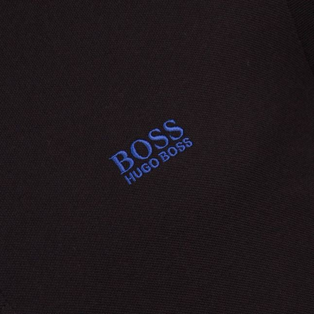 Mens Black Plisy L/s Polo Shirt