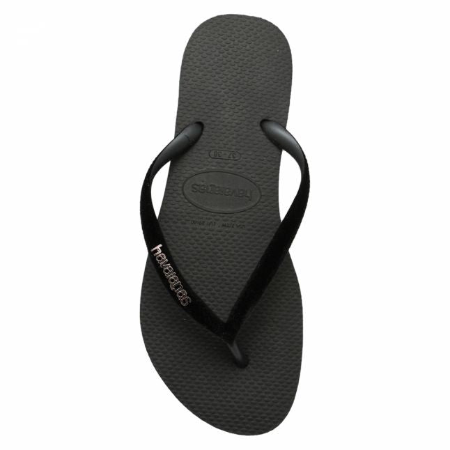 Womens Black Slim Velvet Flip Flops