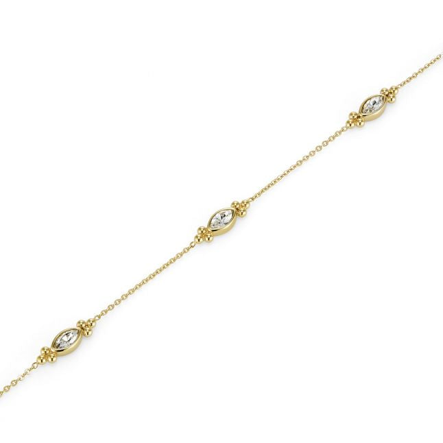 Womens	Gold Dainty Marquise Bracelet