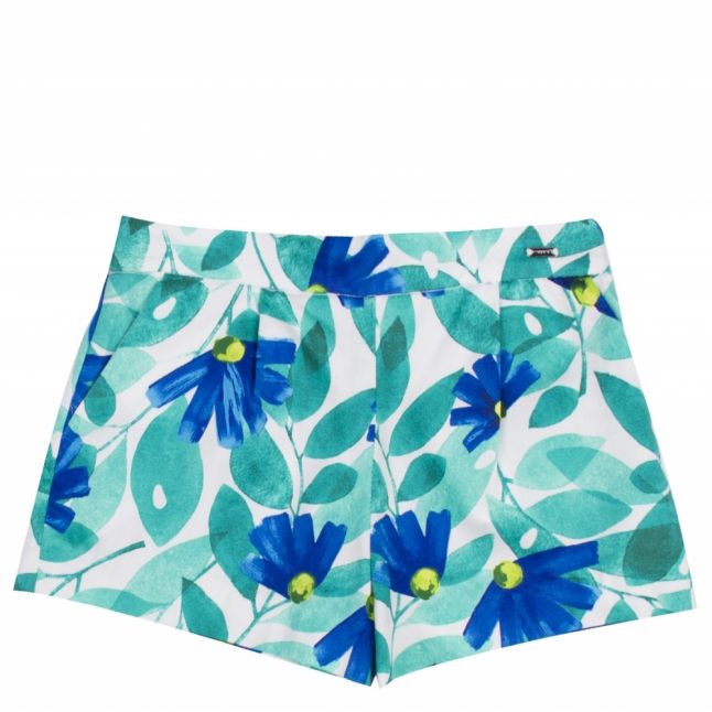 Girls Blue Floral Print Shorts