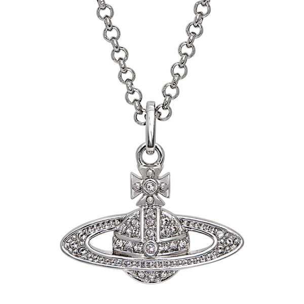 Womens Vivienne Westwood Platinum/Crystal Mini Bas Relief Pendant Necklace