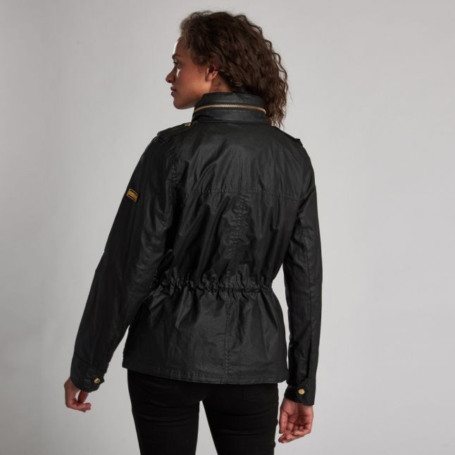 Womens Black Baton Waxed Jacket