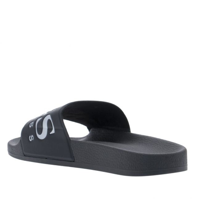 Mens Black Solar Slide Logo Slides