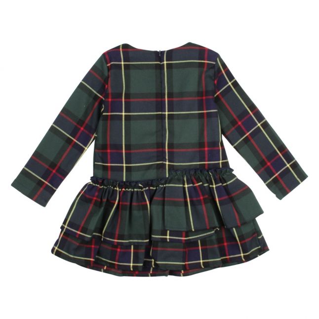 Girls Green Tartan Frill Dress