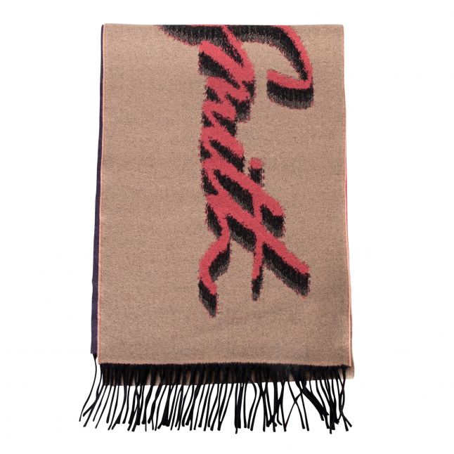 Womens Tan Colourblock Logo Scarf