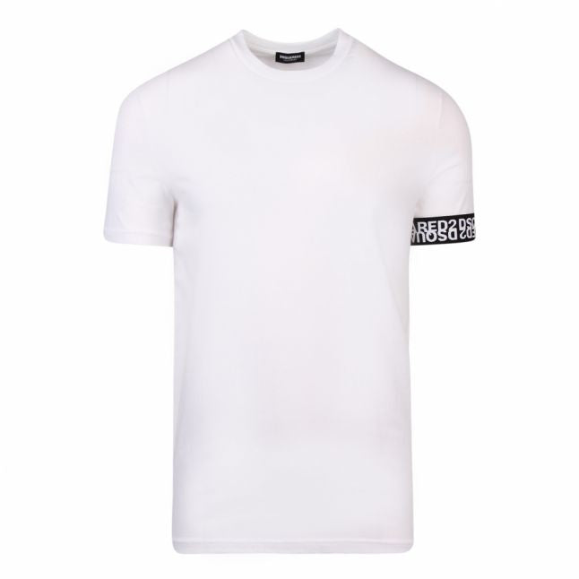 Mens White Logo Band Arm S/s T Shirt