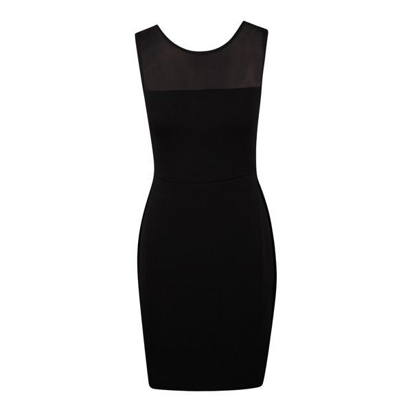 Womens Black Nylon Scuba Bodycon Dress