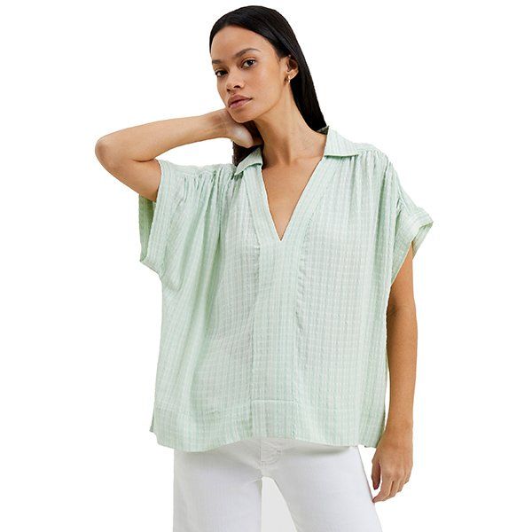 Womens Aqua Foam Birch Seersucker Popover S/s Shirt