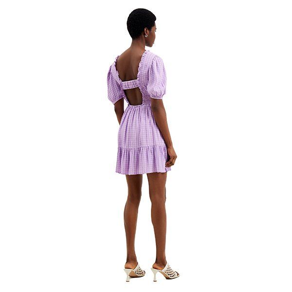 Womens Sheer Lilac Birch Seersucker Puff Dress