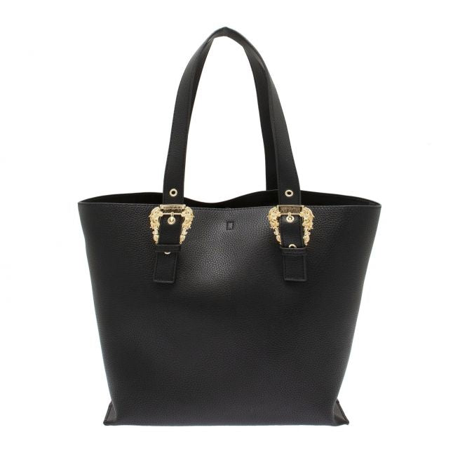 Womens Black Buckle Trim Shopper Bag