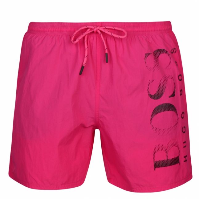 Mens Bright Pink Octopus Side Logo Swim Shorts