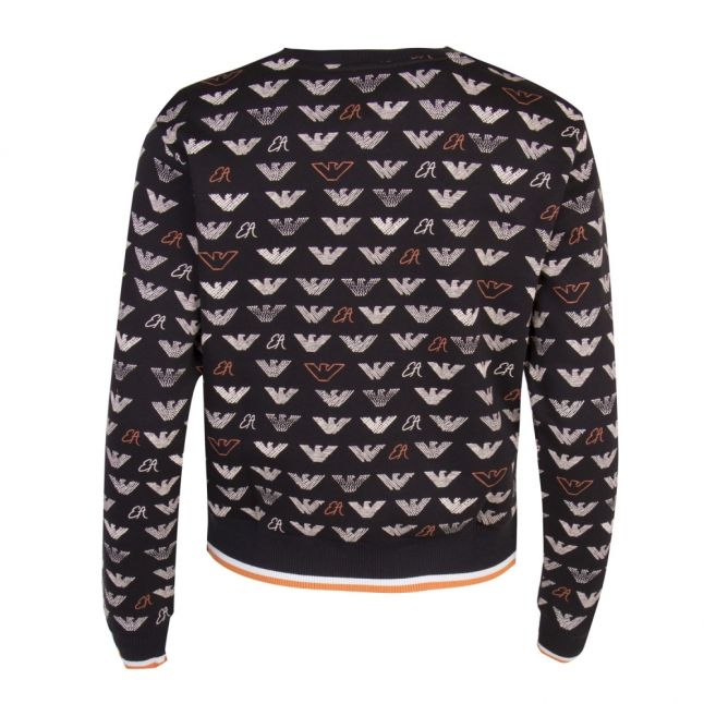 Womens Black Multi Eagle Print Sweat Top