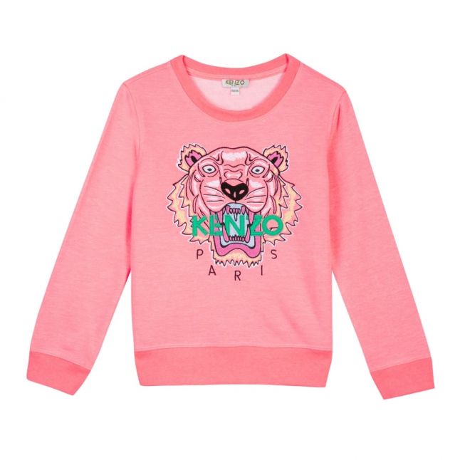 Girls Neon Coral Tiger JG 3 Bis Sweat Top