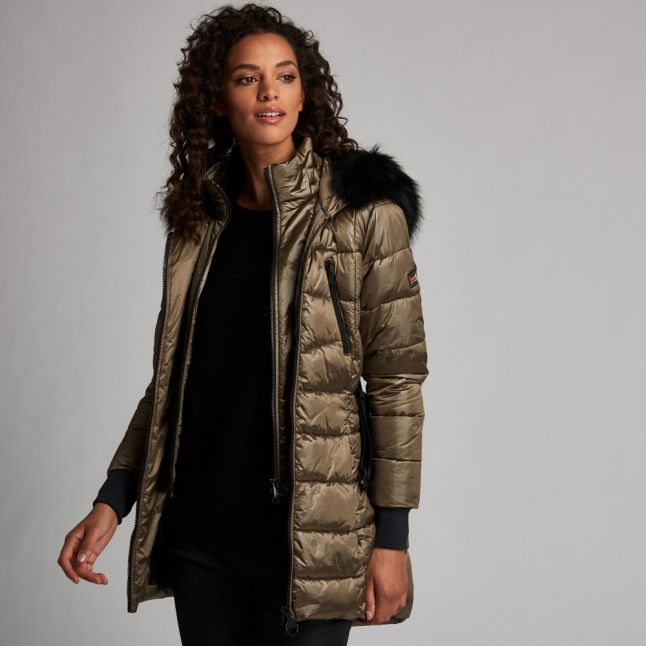 Womens Bronze Premium Arena Hooded Quilted Coat