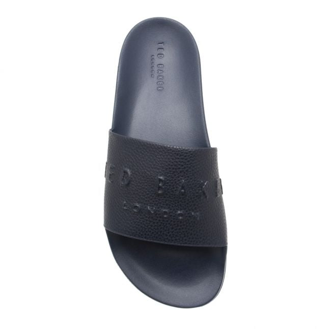 Mens Dark Blue Rastal Branded Slides