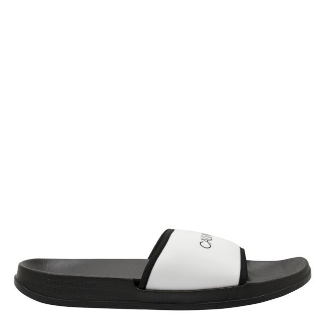 Womens White Soft Logo Slides