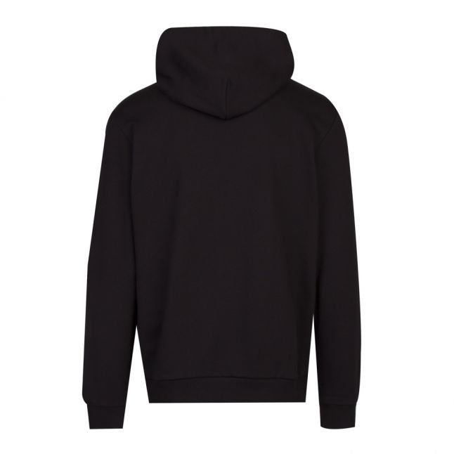 Mens Black Logo Trim Hooded Sweat Top