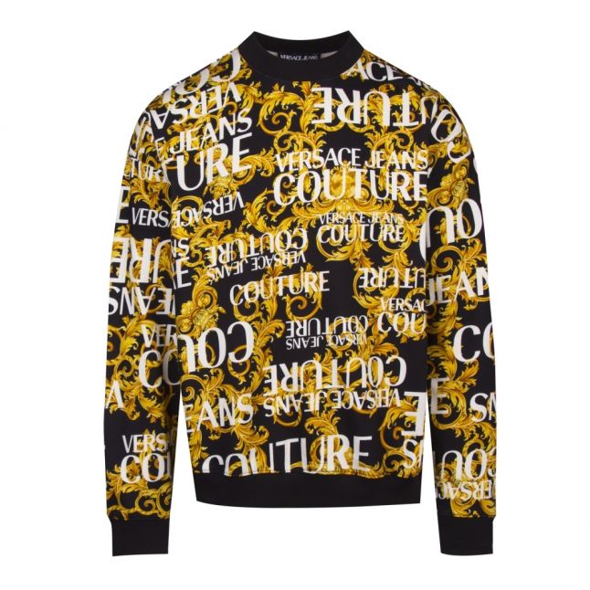 Mens Black Baroque Logo Print Sweat Top