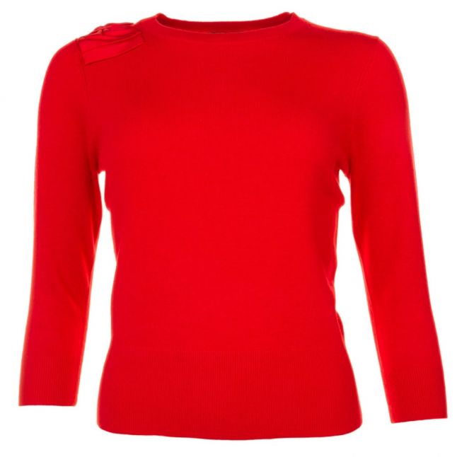 Womens Bright Red Callah Bow Detail Jumper