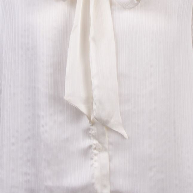 Womens White Visuwavey Bow S/s Blouse