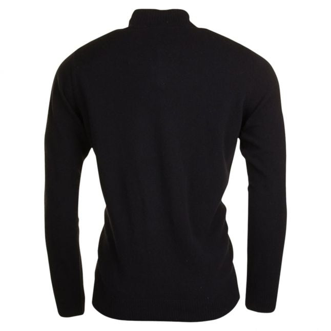 Mens Black & Grey Half Zip Knitted Jumper