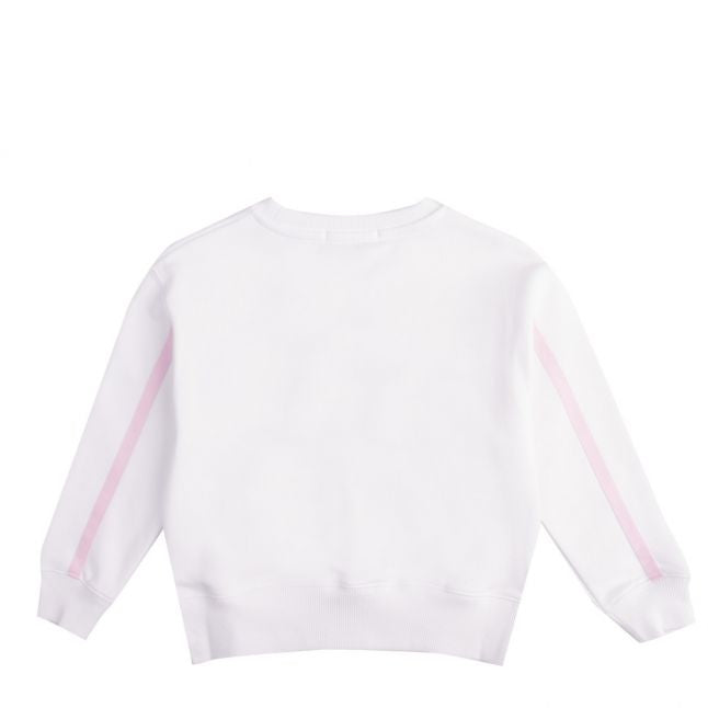 Girls Bright White Monogram Stripe Sweat Top