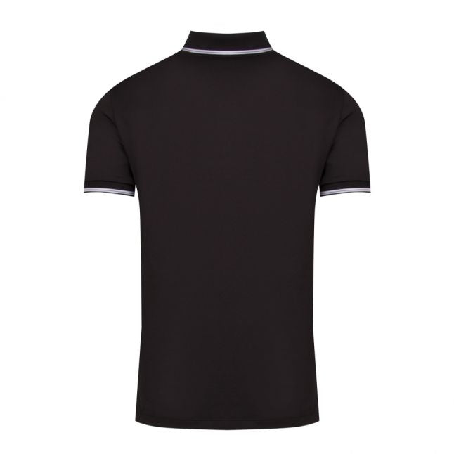 Mens Black Tipped Branded Patch S/s Polo Shirt