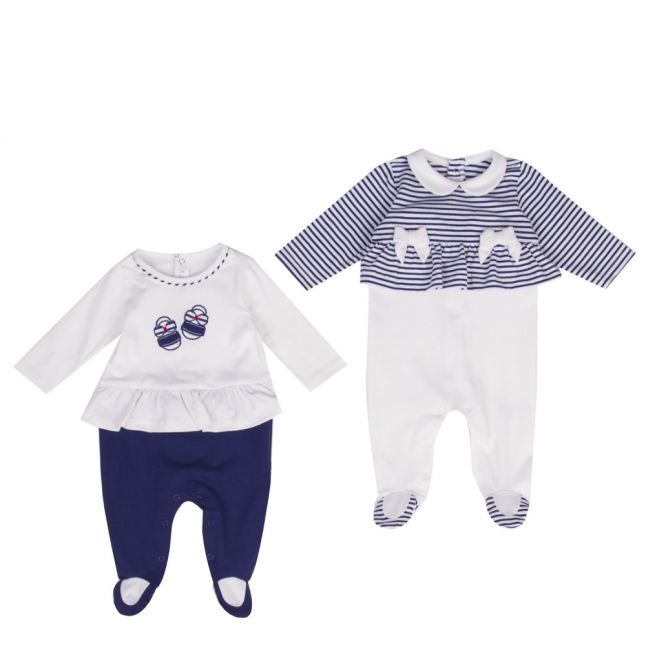 Baby Navy Ruffle 2 Pack Babygrows