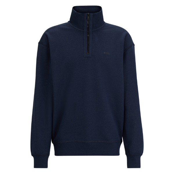 Mens BOSS Dark Blue Zeglitchstitch 1/2 Zip Sweat