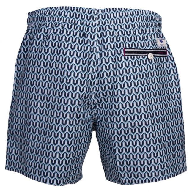 Mens Turquoise Hermit Geo Swim Shorts