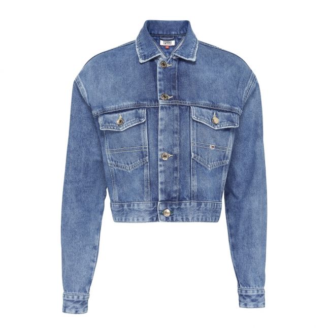 Womens Mid Blue Cropped Denim Jacket