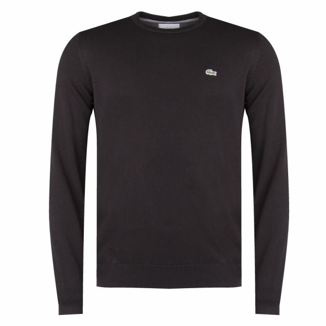 Mens Black Branded Crew Neck Knitted Top