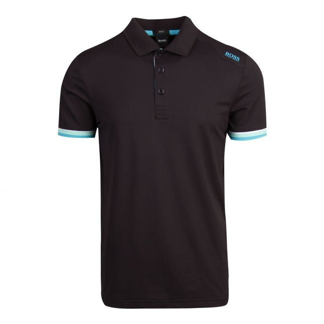 Athleisure Mens Black/Turquoise Paule 6 Slim Fit S/s Polo Shirt