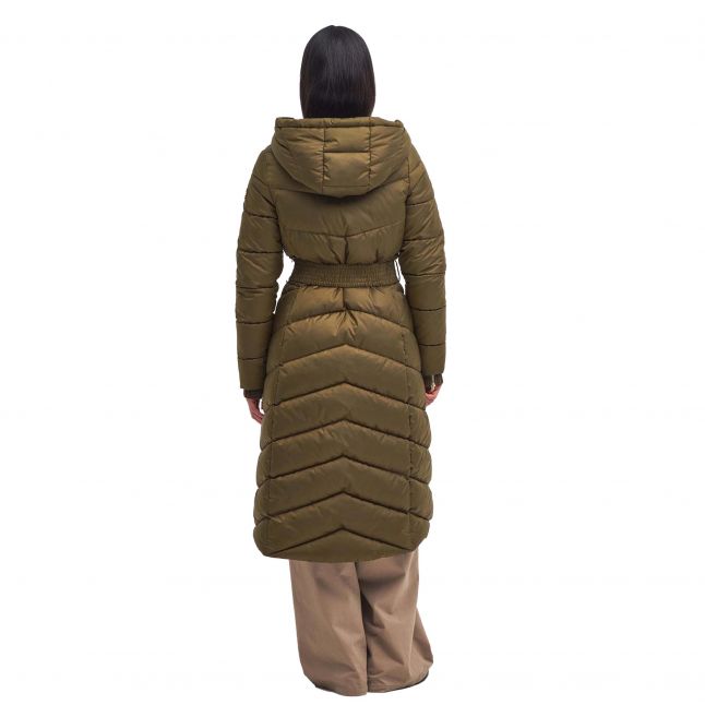 Womens Empire Green Track Line Long Puffer Coat