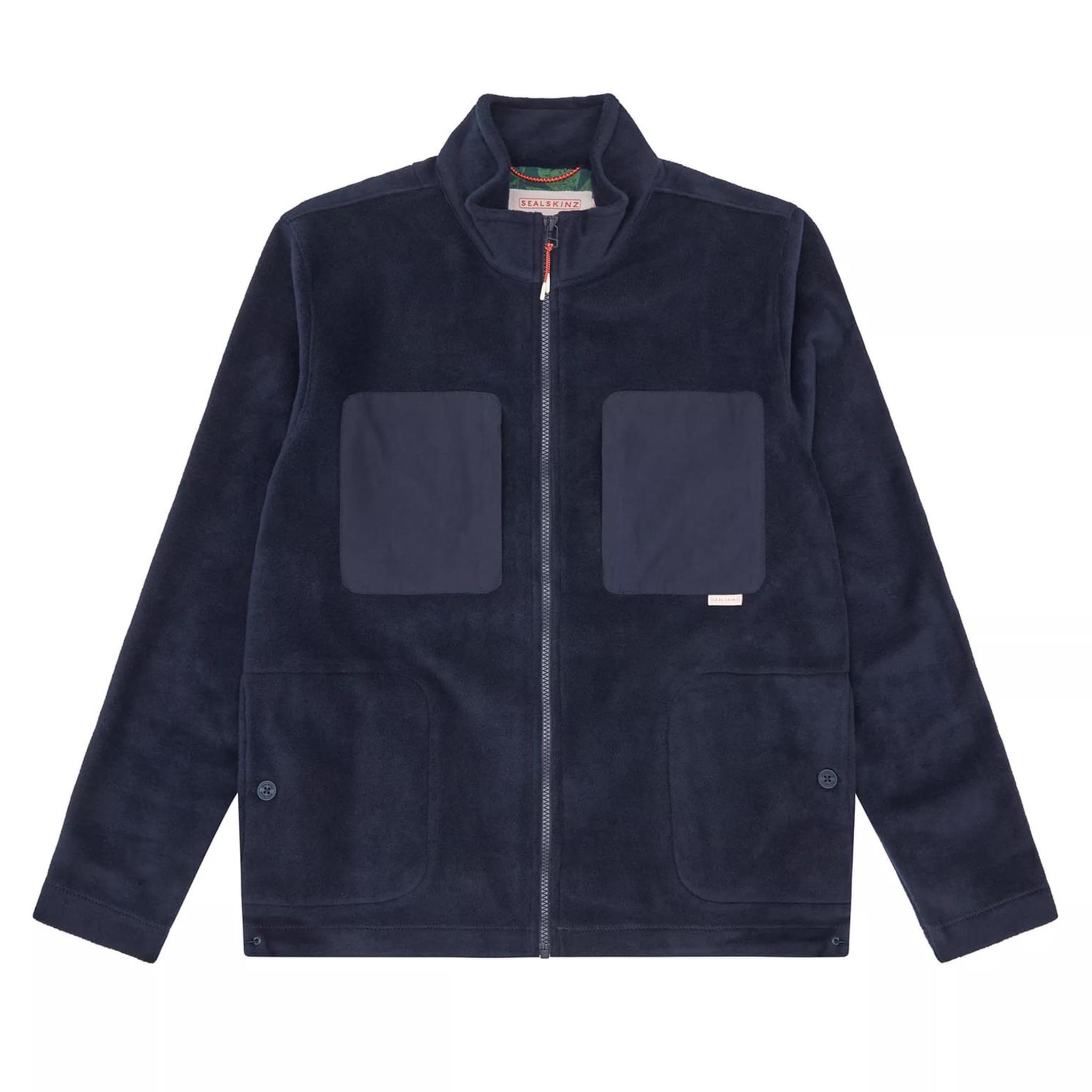 Mens Sealskinz Navy Geldeston Zip Fleece Jkt