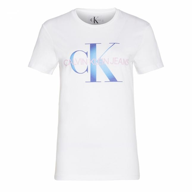 Womens Bright White/Blue Degrade Logo Slim Fit S/s T Shirt