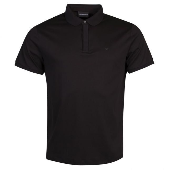 Emporio Aramni Mens Black Flat Knit Collar S/s Polo Shirt