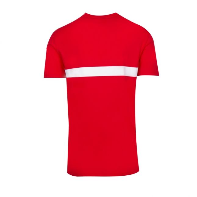 Mens Bright Red Logo Stripe Slim Fit Beach S/s T Shirt