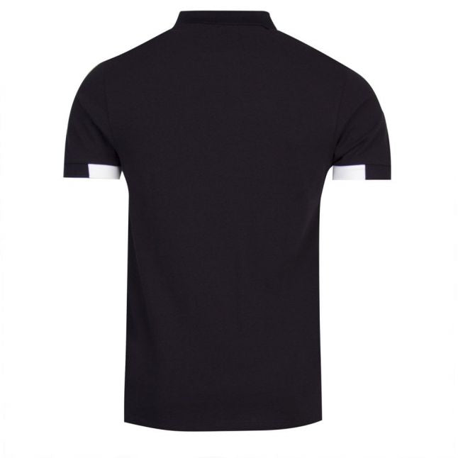 Mens Black Block Tipped S/s Polo Shirt