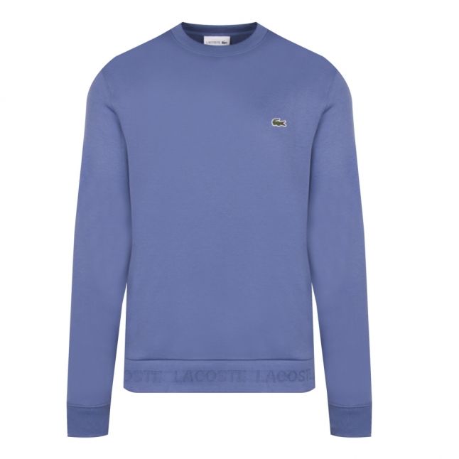 Mens Mid Blue Branded Tape Crew Sweat Top