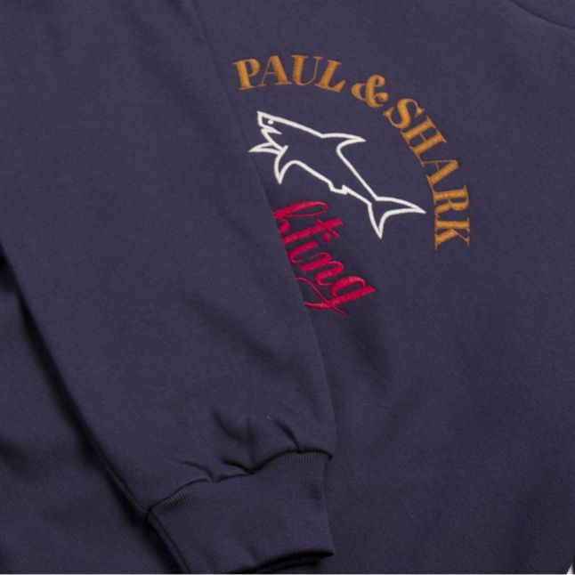 Paul & Shark Mens Navy Embroidered Crew Sweat Top