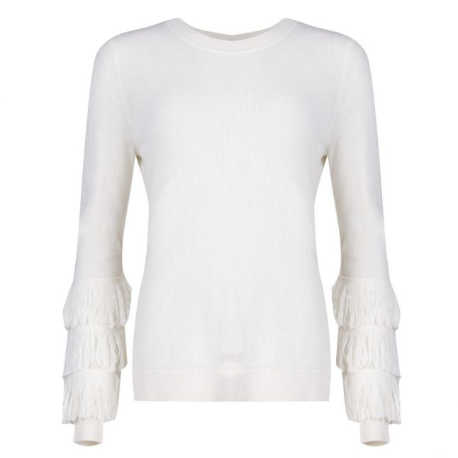 Womens Bone Shaker Fringe Crew Neck Knitted Top